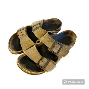Women's Birkenstock Arizona Sandals - Taupe Suede Leather, Size 36 (5 - 5.5)